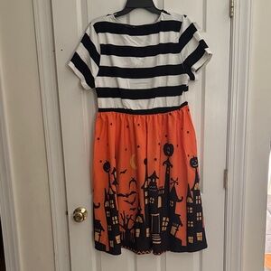 Rosegal Costume Dress B&W Striped Top w/Orange Halloween Street Scene Skirt NEW